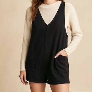 Mono B Sleek Black Romper with pockets